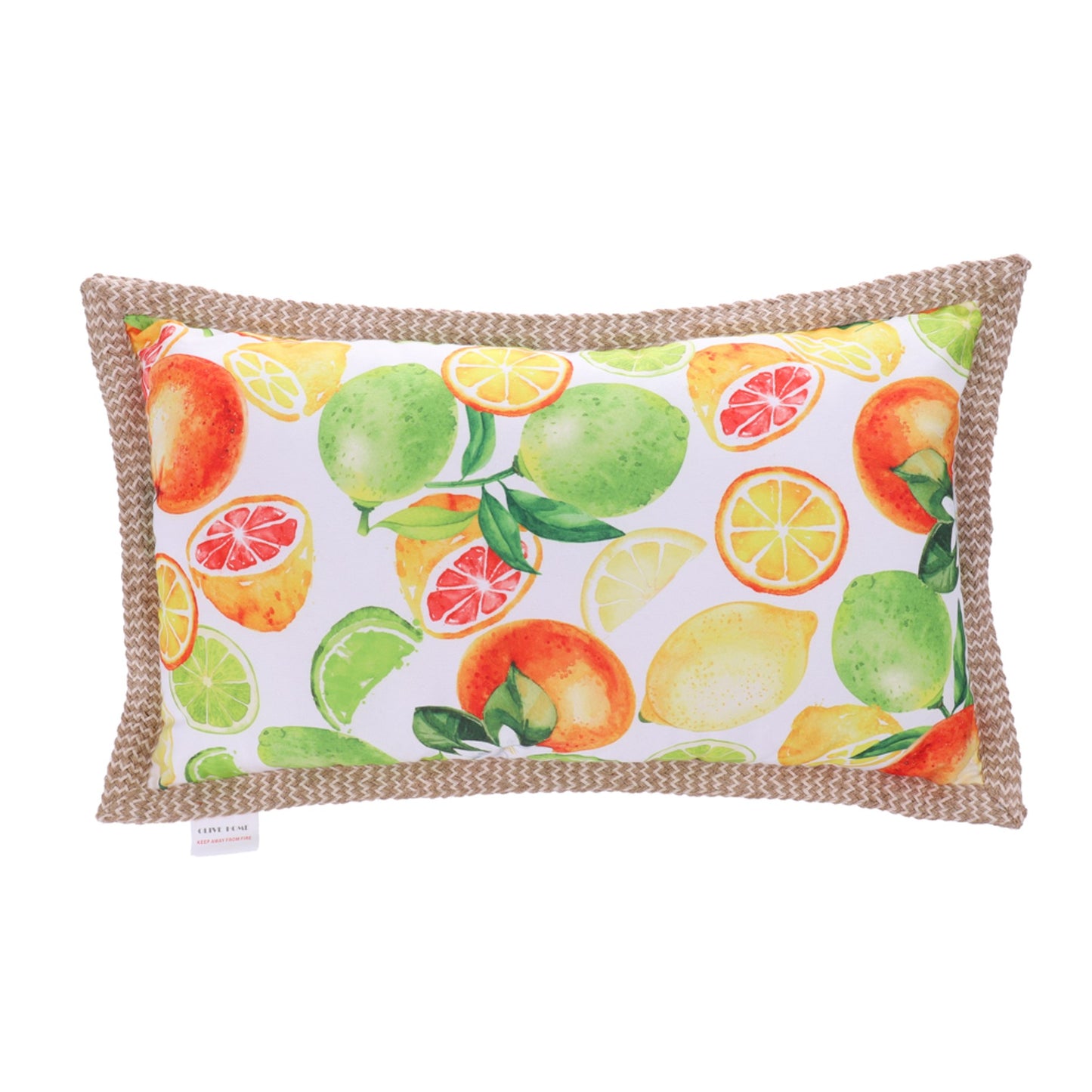 Yellow Blossom with Orange Fruits Light Green Vintage Pillow Decorative Couch Pillow Cover Linen Cushion Case Home