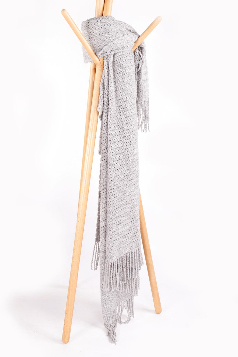 Wheat Knit Tassel Throw Blanket for Couch Sofa Bed Home Décor Soft Warm Lightweight Blanket 51” x 59” (Bluish Grey) BTL18133 bluish grey/light grey