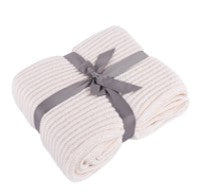 Cream Knit Throw Blanket Super Soft Warm, 49" W x 63" L BTL17110