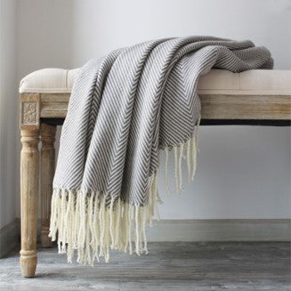 Chevron Herringbone Throw Blanket Reversible with Tassels for Couch Chair & Sofa, 59x51 Inches  BTL18130 BLUE/Grey