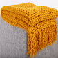 Chenille Household Decorative Openwork Knit Throw Blanket for Bedroom Sofa/Bed/Couch/Car/Living Room/Office, 51"×79" BTL18132 yellow