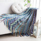 Bohemian Knit Throw Blanket with Fringe Super Soft Striped Blanket for Couch, Sofa, Bed, Chair 50" x 80" BTL15027 YELLOW/Blue