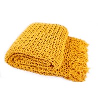 Chenille Household Decorative Openwork Knit Throw Blanket for Bedroom Sofa/Bed/Couch/Car/Living Room/Office, 51"×79" BTL18132 yellow