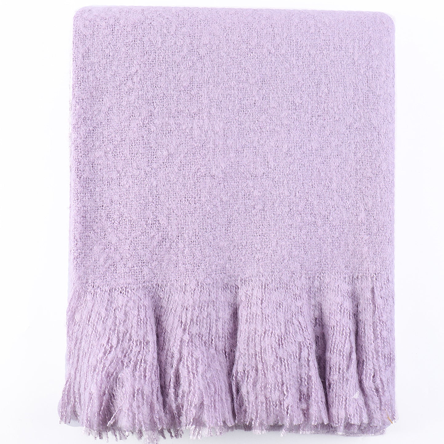 Knitted Throw Blanket Fringe Light Purple Decorative Tassel Decor Couch Bed Sofa Fall Outdoor Woven Textured Soft Lightweight