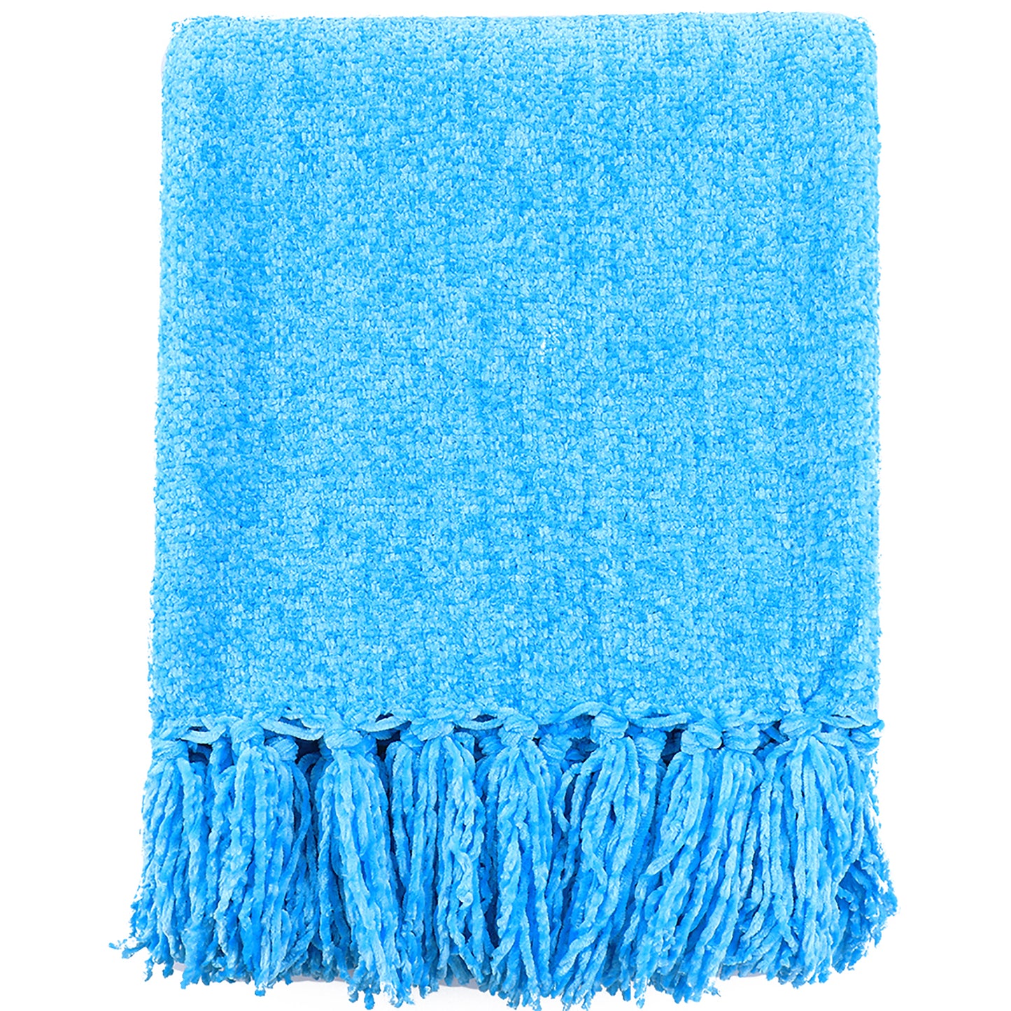 Knitted Throw Blanket Fringe Dusty Slate Light Light Blue Decorative Tassel Boho Decor Couch Bed Sofa Fall Outdoor Woven Textured Lightweight