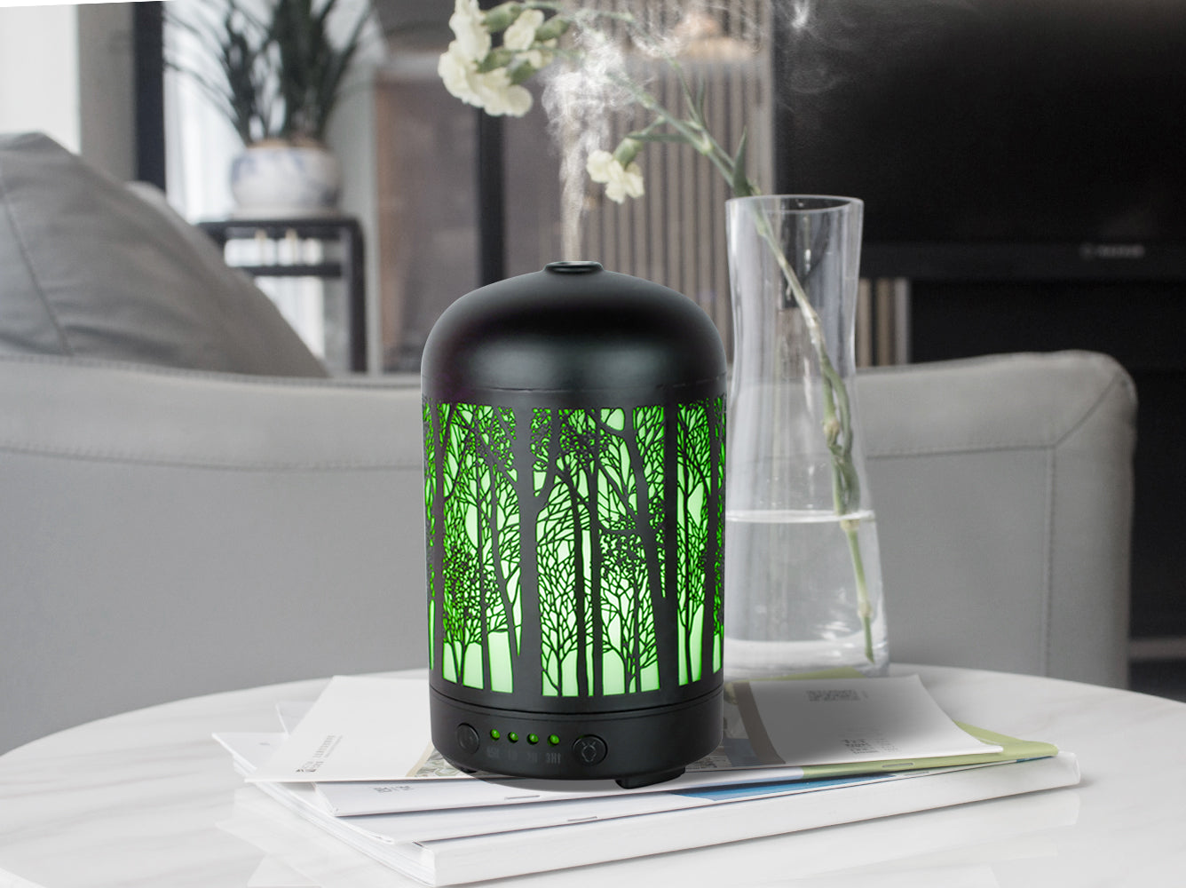 Aromatherapy Essential Oil  Diffuser, Metal Cover Oil Diffuser 7 ColorsAroma Diffuser forest PR-114