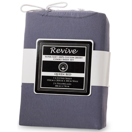 Revive Super Soft 100% Cotton Jersey Fitted Sheet Combo-Mauve