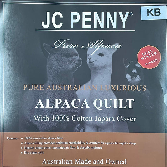 Three Lifetimes JC PENNY Australian AUSSIE Made Alpaca With 100% Cotton Japara Cover Warm