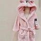 Kid's Robe Suprmely Soft Sakura Pink with Bear icon Micro Fleece