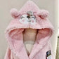 Kid's Robe Suprmely Soft Sakura Pink with Bear icon Micro Fleece